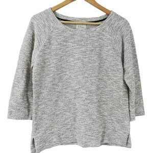 Lou & Grey Pullover Woven Shirt Size S Beige Gold Metallic 3/4 Sleeve Raglan